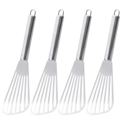 Unique Bargains Kitchen Stainless Steel Slotted Barbecue Spatulas and Turners Silver Tone 4 Pcs