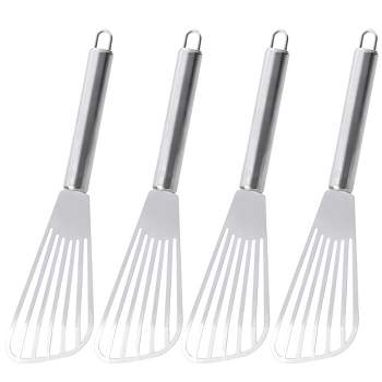 Unique Bargains Kitchen Stainless Steel Slotted Barbecue Spatulas and Turners Silver Tone 4 Pcs