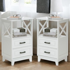 Heynemo Tall Nightstand, Side Table with 2 Drawers & Open Shelf on Top, Solid Feet, Ideal for Bedroom, Living Room, Home Office - 1 of 4