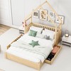 GDFStudio Jamie Wood Queen Size House Platform Bed with Guardrail and 2 Drawers - 2 of 4