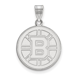 Black Bow Jewelry Sterling Silver Boston Bruins NHL Large Pendant - 1 of 3