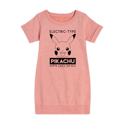 Girls' - Pokémon - Electric Type Pikachu Graphic Short Sleeve Fleece Dress