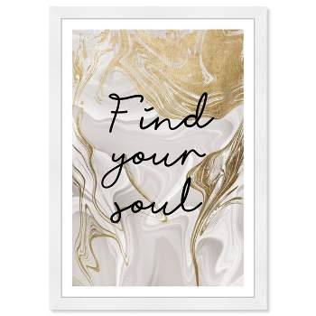 13" x 19" Find Your Soul Light Motivational Quotes Framed Wall Art Gold - Wynwood Studio