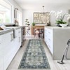 Machine Washable Faux Wool Vintage Floral Printed Area Rug Ultra Thin Low Pile Non Slip Non Shedding Indoor Carpet - 2 of 4