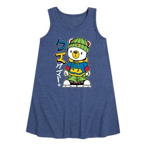 Girls' - Instant Message - Streetwear Kuma Graphic Sleeveless Aline Dress - 1 of 4