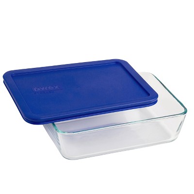 Pyrex 4 Cup Glass Round Storage Container Blue : Target