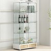 KTMBDW Glass Display Cabinet with 4-Shelf Double Doors&Lock, Curio Cabinet, Tempered Glass Floor Standing Bookshelf with Drawer for Living Room,Office - 2 of 4