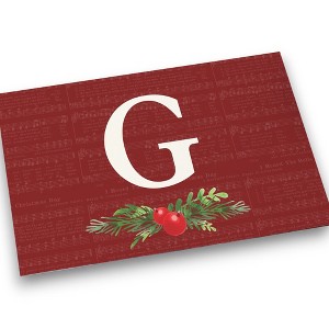 Personalization Mall Nostalgic Noel Burgundy Doormat, 18 x 27 - 1 of 1