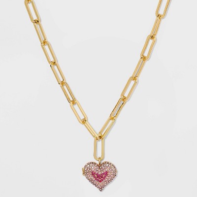 SUGARFIX by BaubleBar Heart Locket Link Chain Necklace - Pink