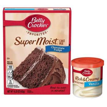 Betty Crocker Super Moist Chocolate Fudge Cake Mix & Vanilla Frosting Bundle