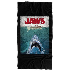 Jaws Lined Poster 30” x 60” Beach Towel - 1 of 4