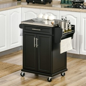 NicBex Kitchen Carts on Wheels Stainless Steel Kitchen Island with a Drawer, a Large Cabinet, Towel Rack and Spice Rack - 1 of 4