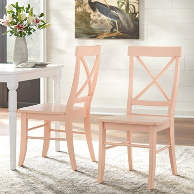 Buylateral Set of 2 Albury Farmhouse Cross Back Solid Wood Dining Chairs