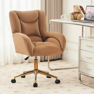 Velvet Office Chair Tufted Swivel with Wheels and Adjustable Height for Home Office or Study-3irtyhousy - 1 of 4