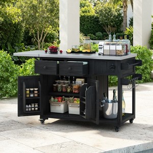 Outdoor Gill Kitchen Cart, Rolling Kitchen Island with Extendable ...