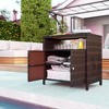 Outsunny Rattan Outdoor Storage Cabinet, Wicker Bar Table with Acacia Wood Countertop, Two Doors, Shelf, for Garden, Patio, Backyard - 2 of 4