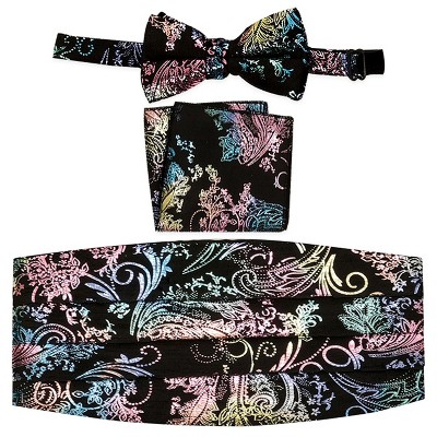 Gioberti Men's Adjustable Satin and Paisley Cummerbund Set