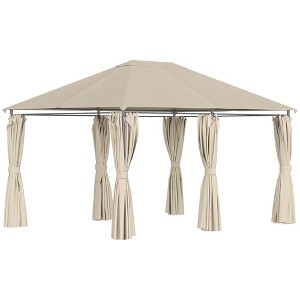 Aghana Digitals 10'x13' UV-Protected Patio Gazebo with Removable Sidewalls, Steel Frame & Stakes - 1 of 4