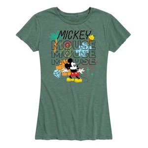 Women's - Disney - Mickey Mouse Repeat Short Sleeve Graphic T-Shirt - 1 of 4