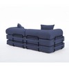 78.5" Corduroy Folding Convertible 3-Seater Sofa with Sleeper & DIY Modular Design - 4 of 4