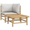 VidaXL 2 Piece Patio Lounge Set with Light Gray Cushions Bamboo - 2 of 4