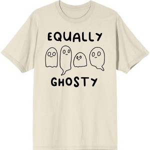 "Equally Ghosty" Kids Halloween Cartoon Ghosts Adult Crew Neck Short Sleeve Tee - 1 of 2