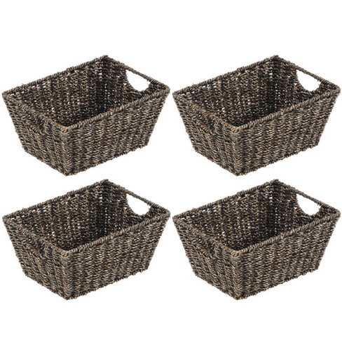 Natural/Tan mDesign Woven Seagrass Nesting Kitchen Storage Basket Bins 4 Pack 