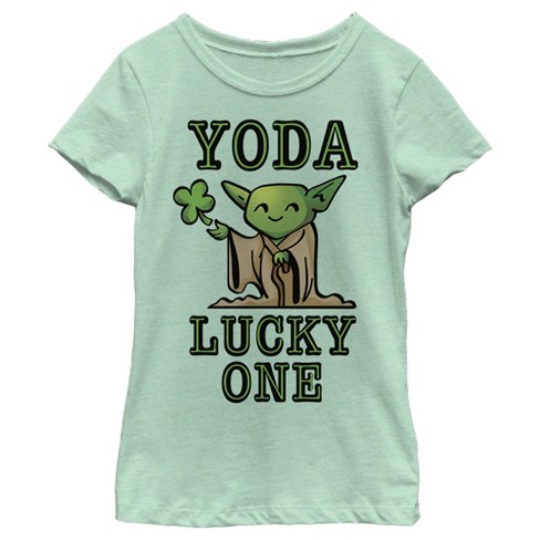 Girl's Star Wars St. Patrick's Day Cartoon Yoda Lucky One T-Shirt - image 1 of 4