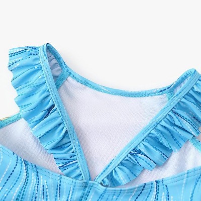 Frozen Disney Frozen Kids Summer Ruffle One Piece Swimsuits Elsa Blue 6-7 — фото 4