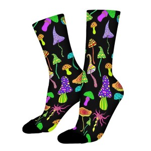Mushrooms Psychedelic Women Printed Crew Socks Funny Funky Socks Soft Polyester Novelty Gifts for Artists Men - 1 of 1