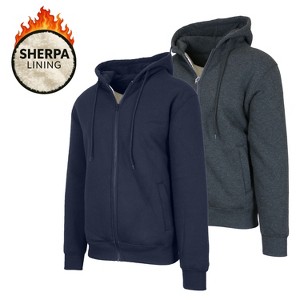 Blu Rock Men's Heavyweight Hoodie With Faux Shearling Lining-2 Pack - 1 of 3