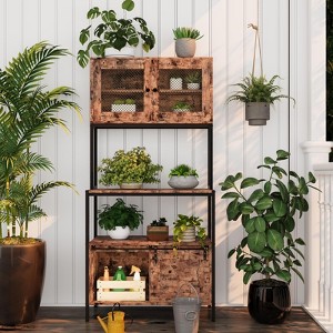 5-Tier Kitchen Bakers Rack with Cabinets & Charging Station, 63" Industrial Microwave Stand, for Dining Room, Living Room, Apartments - 1 of 4