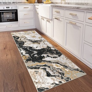 Abstract Marble Accent Rug, Soft Luxury Carpet for High Traffic Areas, Washable Rugs - 1 of 4