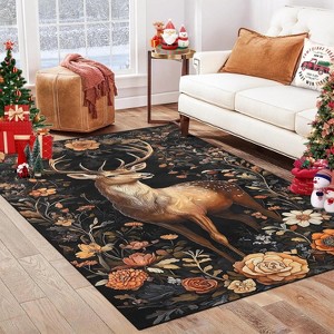 GustoWave Christmas Elk Statue Washable Soft Area Rug for Holiday Decor - 1 of 4