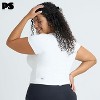 POPSUGAR PS Short Sleeve Athletic Tops for Women - White Light Fitted Feminine Seamed T-shirts for Workout, Gym, Running and Yoga - 2 of 4