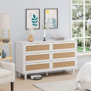 Rattan Storage Cabinet Rattan Drawer, CENGHU 6-Drawer Dresser, Clothes Storage Cabinet, for Bedroom, for Hallway, Living Room, Bedroom - 1 of 4