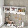 MAYEERTY White Entryway Wall Mounted Coat Rack with 4 Dual Hooks & Living Room Wooden Storage Shelf - 4 of 4
