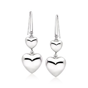 Ross-Simons Sterling Silver Double Heart Drop Earrings - 1 of 3