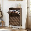 Mid-Century Modern Shoe Cabinet with 2 Flip Doors,23.6" Freestanding Entryway Organizer with Metal Legs for Hallway-Baofuwish - 2 of 4