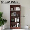 Infurnic Decorative Bookshelf, Tall Modern Wood Bookshelf with Four Shelves, for Living Room or Library Bookcase, Brown, 11.6"*24.4"*55.9" - 3 of 4