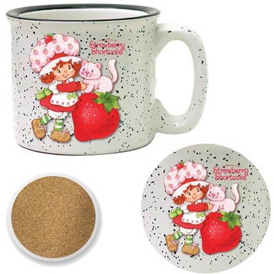 Courtside Market Strawberry Shortcake Vintage 15 oz Mug & Ceramic Coaster Set