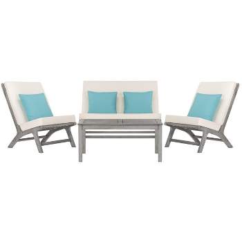 Chaston 4 Piece Patio Outdoor Patio Outdoor Living Set With Accent Pillows  - Safavieh