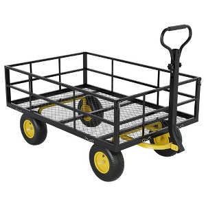 Heavy Duty Steel Garden Cart 500/900/1200 Lb Capacity, Utility Garden Trailer, 3 in 1 Pullable Garden Wagon for Gardening Soil/Tools/Plant Transport - 1 of 4