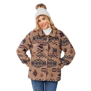 Women's Cozy Southwestern Printed Fleece Button-Up Jacket - Cupshe - 1 of 4