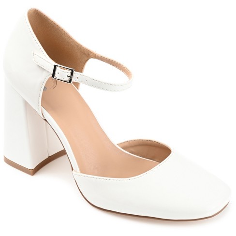 White Multi Strap Block Heel Mary Jane Shoes