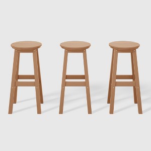 WestinTrends Malibu 29" All Weather Hdpe Outdoor Patio Round Backless Bar Stool (Set of 3) - 1 of 4