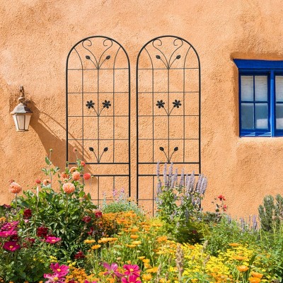 Maggift Patio Decorative Screens, Iron Arch Decoration Garden Trellis, for Outdoor for Climbing Plants Support, Flowerbed, Black, 19.7"*19.7"*86.7"
