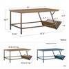 FONTOI End Table Mid Century Modern Regal Coffee Table with Side Shelf for Living Room Lounge and Entertainment Spaces, Natural, 19.7"*40"*17.6" - 4 of 4
