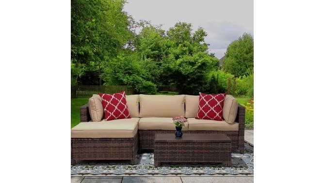 3pc Wicker Patio Sectional Seating Set with Cushions - EDYO LIVING
, 2 of 14, play video