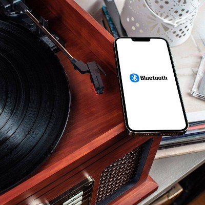 Mahogany 6-in-1 Vintage Bluetooth Record Player with AM/FM Radio